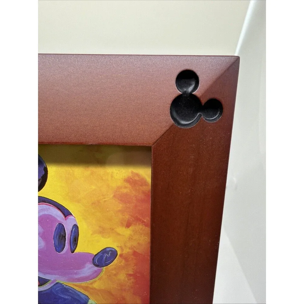DISNEY THEME PARKS Walnut Wood 5 Multi Picture Frame,  Mickey Mouse Original NEW